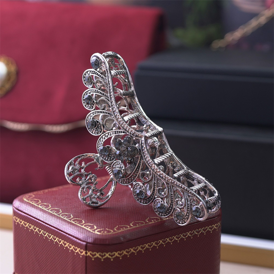 2022 wysokiej jakości kobiety eleganckie złoto srebro z dziurką geometryczne metalowe do włosów pazur Vintage spinki do włosów z pałąkiem na głowę spinka do włosów akcesoria