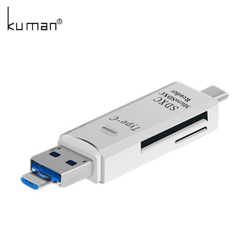 Kuman 2.0 Otg Kaartlezer Usb Microusb Type C Interface Met Micro Sd Tf Sd Card Slot Flash Memory Kaartlezer voor Telefoon Y210