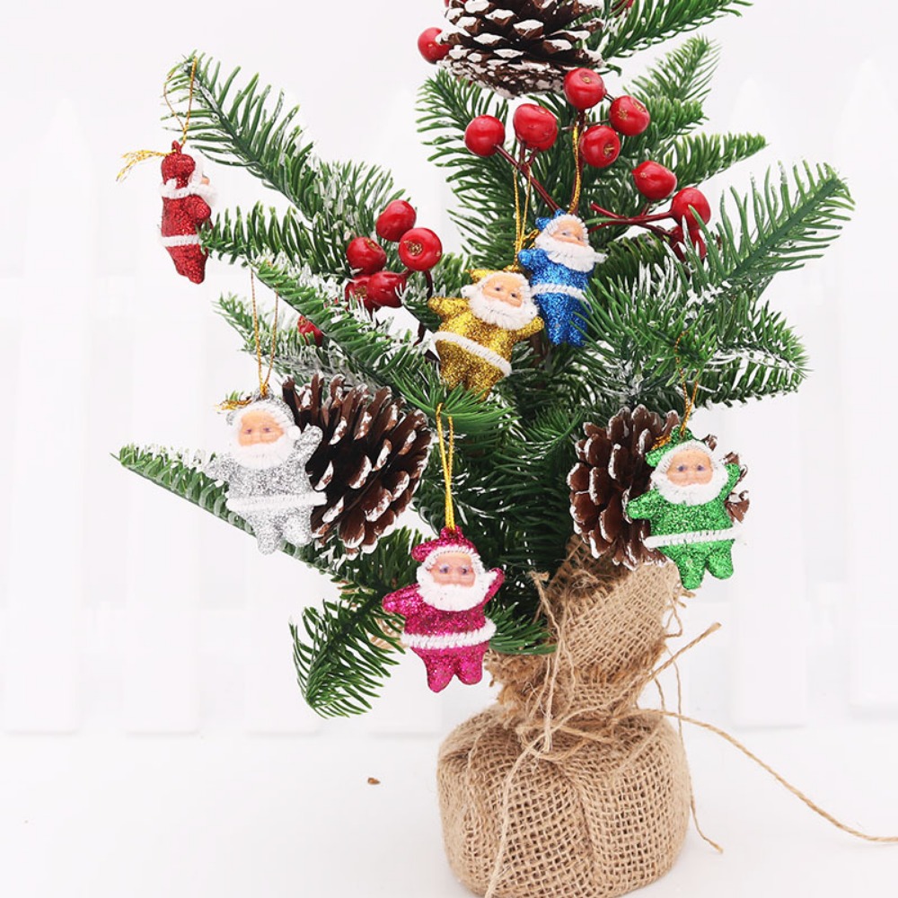 Adornos colgantes de Papá Noel de 5-7cm, 6/12 Uds., para árbol de Navidad, Año , carnaval, , escuela, Hotel, decoración de guardería