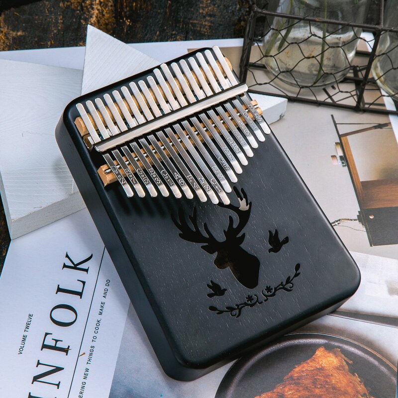 17 Toetsen Bull Kalimba Duim Piano Mahonie Body Muziekinstrument Beste En Prijs: black deer