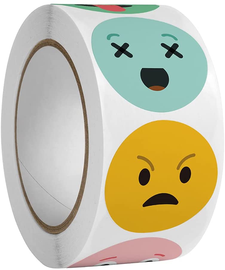 1roll Happy Face Stickers Circle Dots Stick Labels Multi Facial Expression Reward Sticker for Kids Teacher Parents School Class