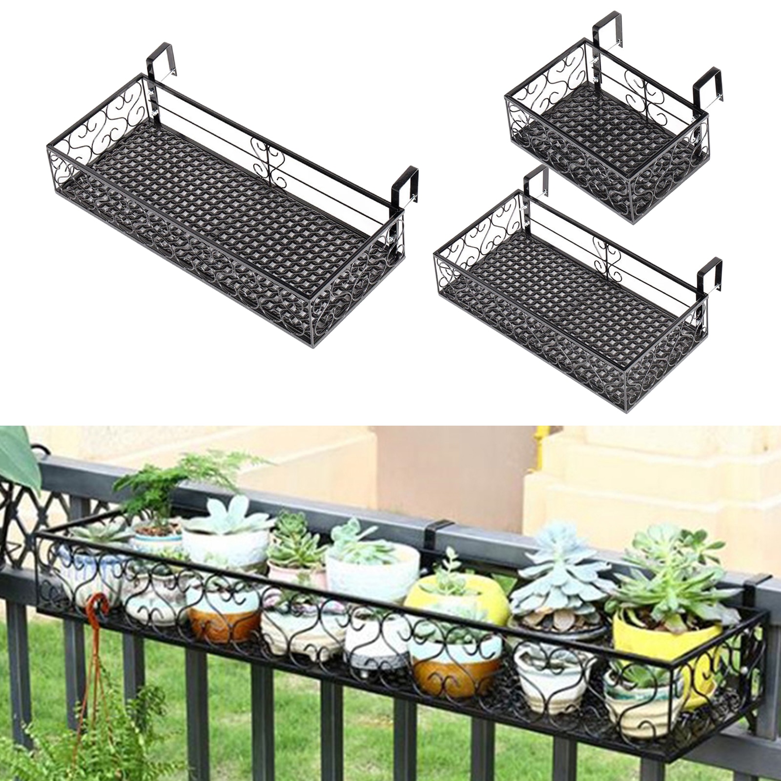 Gusseisen Pflanzer Regal Halfter er Balkon Hinterhof Garten Blumentopf ing Gestell Lagerung Stehen Korb Veranden Terrasse Hause