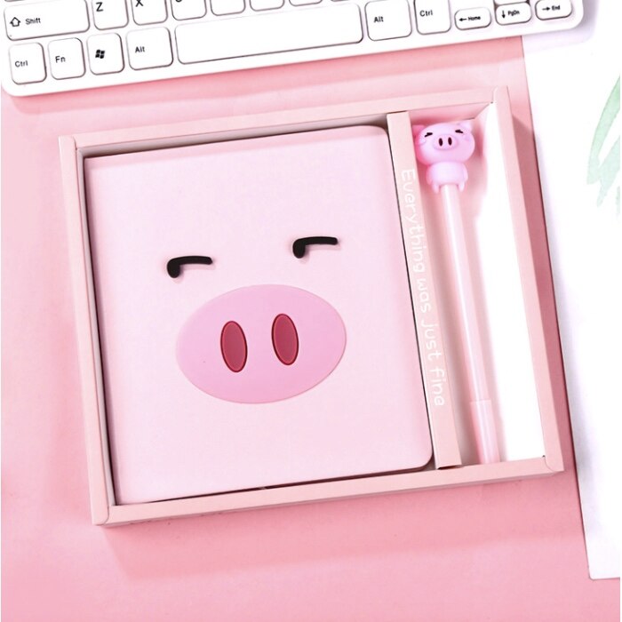 Bella Maiale Kawaii taccuino pianificatore rivista Quotidiano Libro con la Penna impostato di Cancelleria Forniture Studente Forniture Scolastiche Regalo: 1