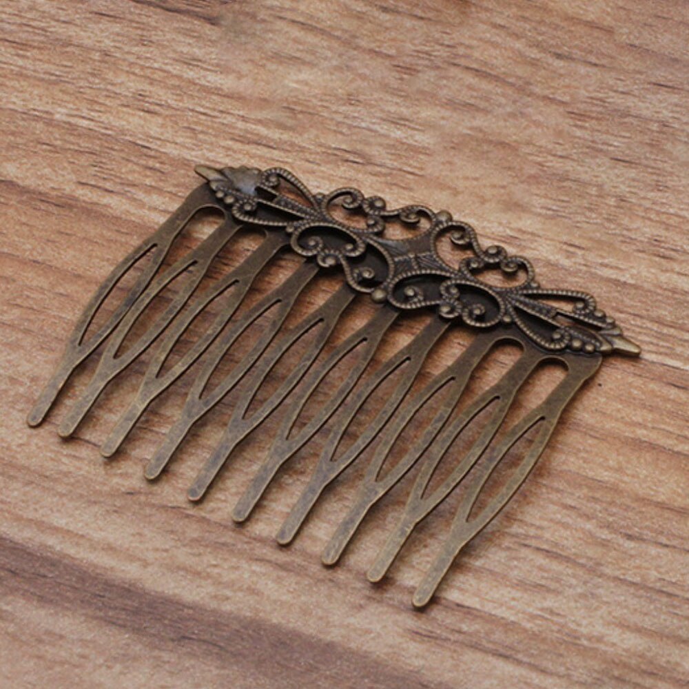 REGELIN-peineta antigua de cobre con 10 dientes para el cabello, joyería con abalorio, horquilla de flor para mujer, horquillas, pasadores, accesorios Retro para el cabello: Antique Bronze