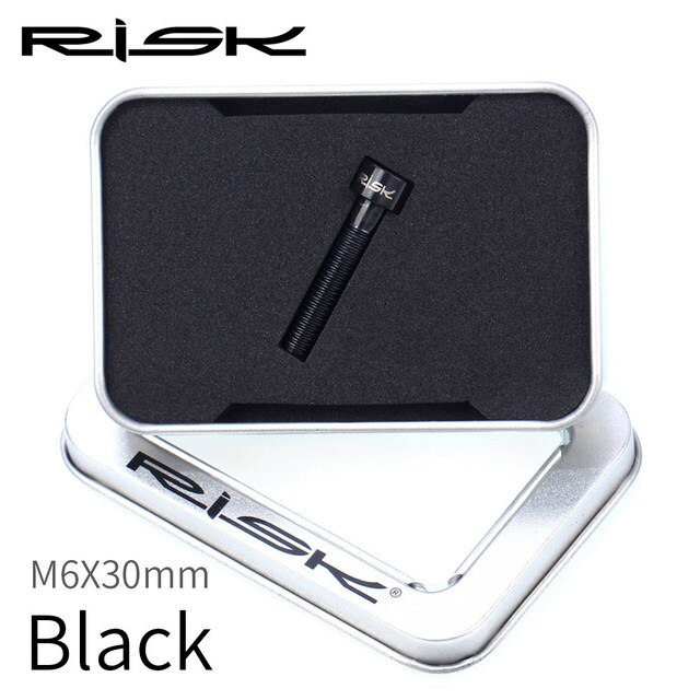 RISK Titanium Bolts M6 x 30 35 40 50mm Allen Key MTB Road Bike Taper Head Screw Bicycle Headset Cap Fixing Bolts Rainbow Gold: m6x30mm Black