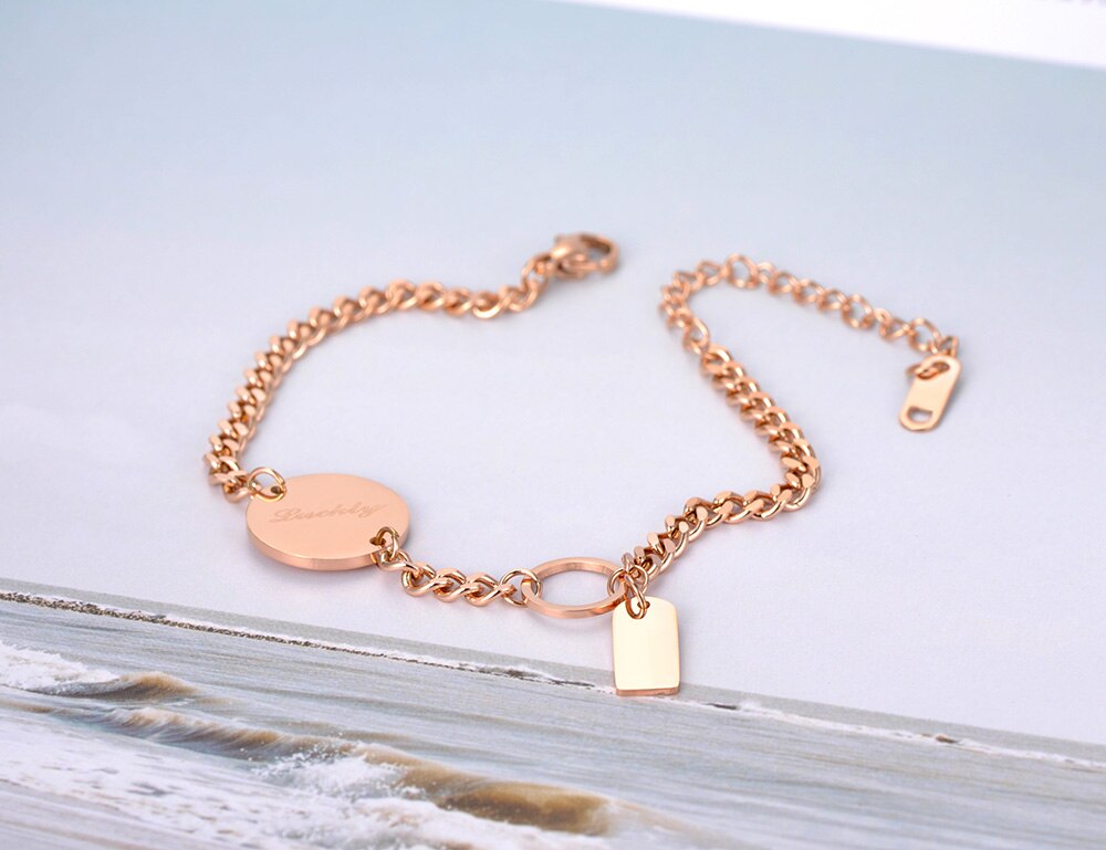 Lokaer Trendy Titanium Stainless Steel Chain & Link Female Bracelets Bangle Boho Luckly Charm Bracelet For Women Girls B20058