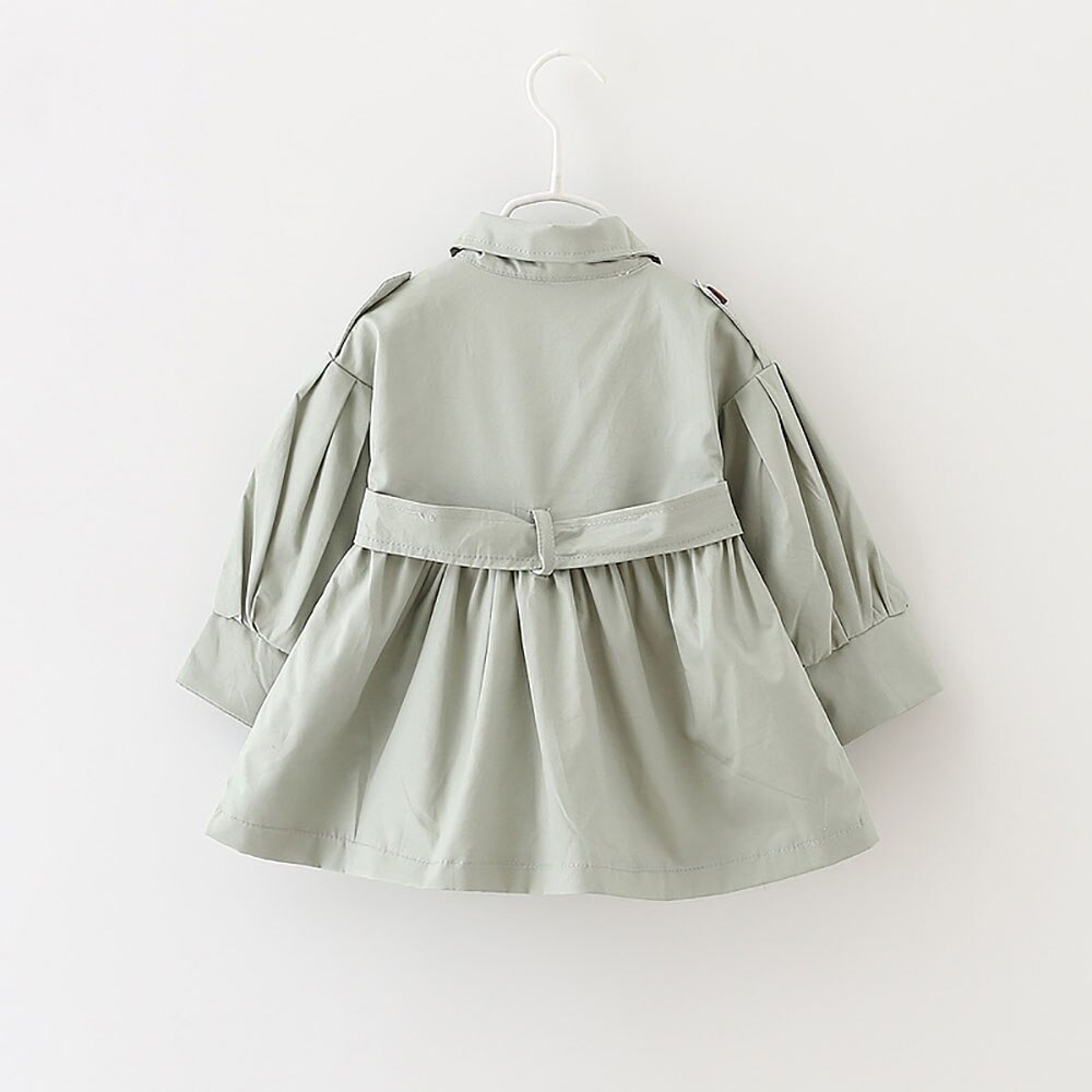 Kids Jas Kinderen Effen Kleur Double-Breasted Riem Windjack Meisje Jas Baby Kleding Uitloper Top Coat Trui