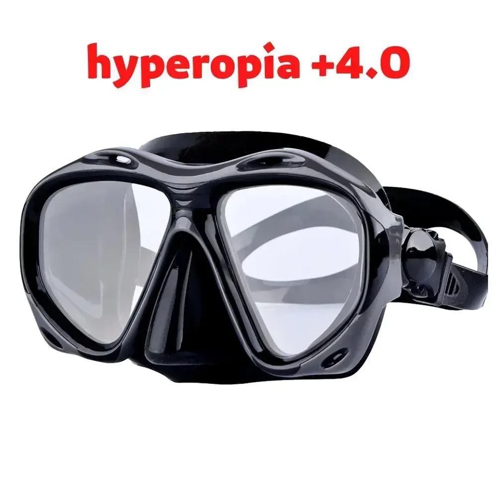 Weitsichtige Presbyopie-Tauchmaske mit gehärtetem Glaslinsen, Lese-Hyperopie-Tauchausrügestochen für Männer und Frauen, +2,0 bis +5,0: Marine Blau