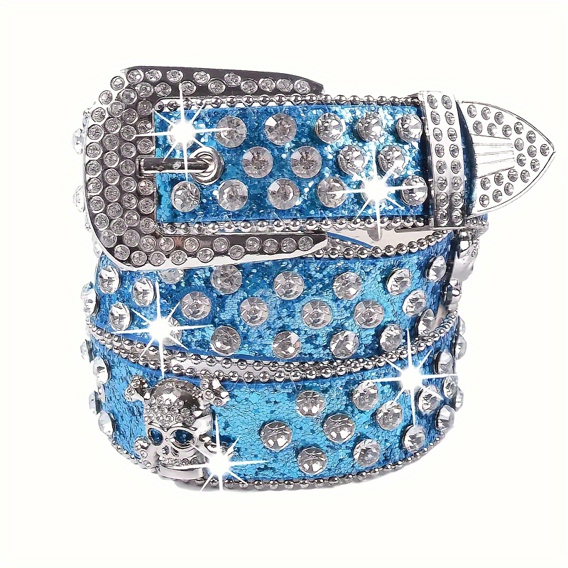 Cinturón Y2K estilo vaquera occidental con diamantes de imitación para mujer, cinturones BB de cuero Pu brillantes, accesorios para vestido vaquero