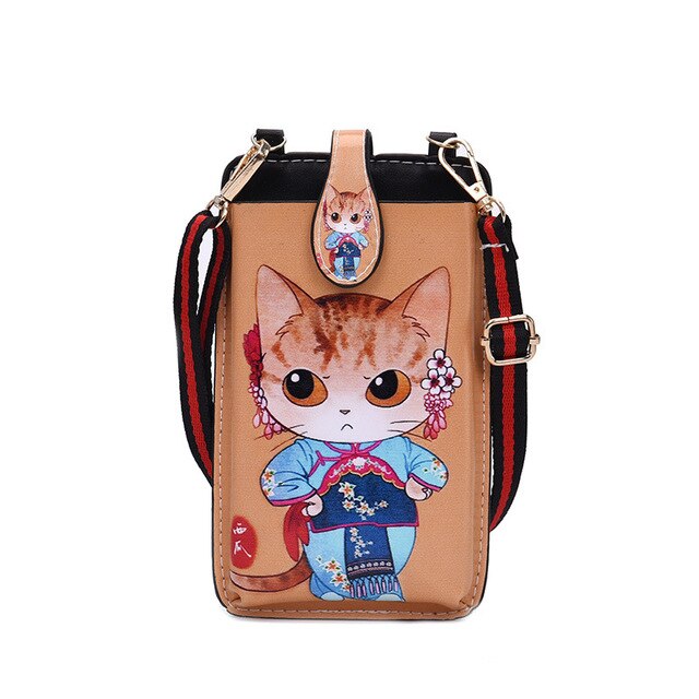 Newly Universal Card Wallet Shoulder Strap PU Leather Phone Bags For Samsung Galaxy Note 10 S10 5G Pro Lite Plus 9 A80 A50: B1 Cat