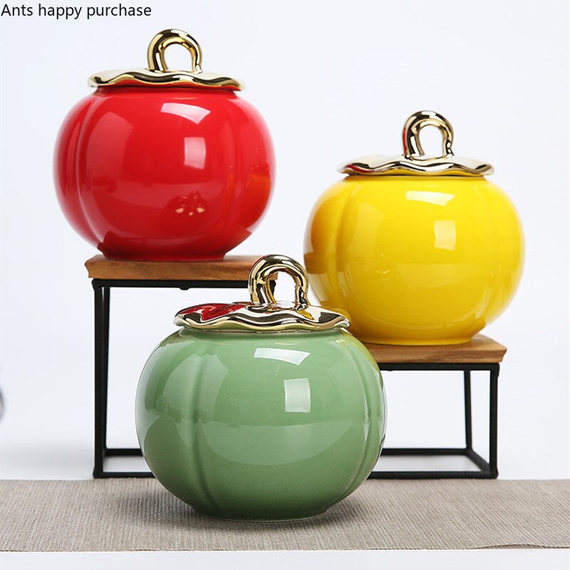 Pot à thé en céramique pour citrouille, plusieurs couleurs, réservoir de finition, scellé, plusieurs Styles, boîte de rangement Portable