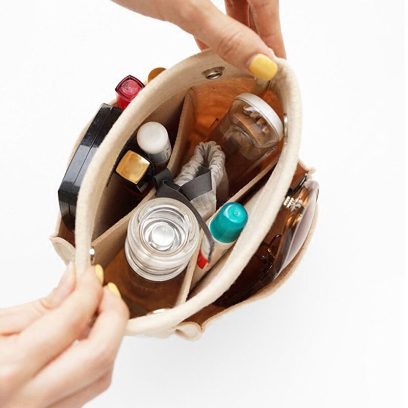 Vrouwen Draagbare Make-Up Tas Vilt Insert Handtas Cosmetica Organizer Travel Innerlijke Portemonnee Draagbare Cosmetische Zakken