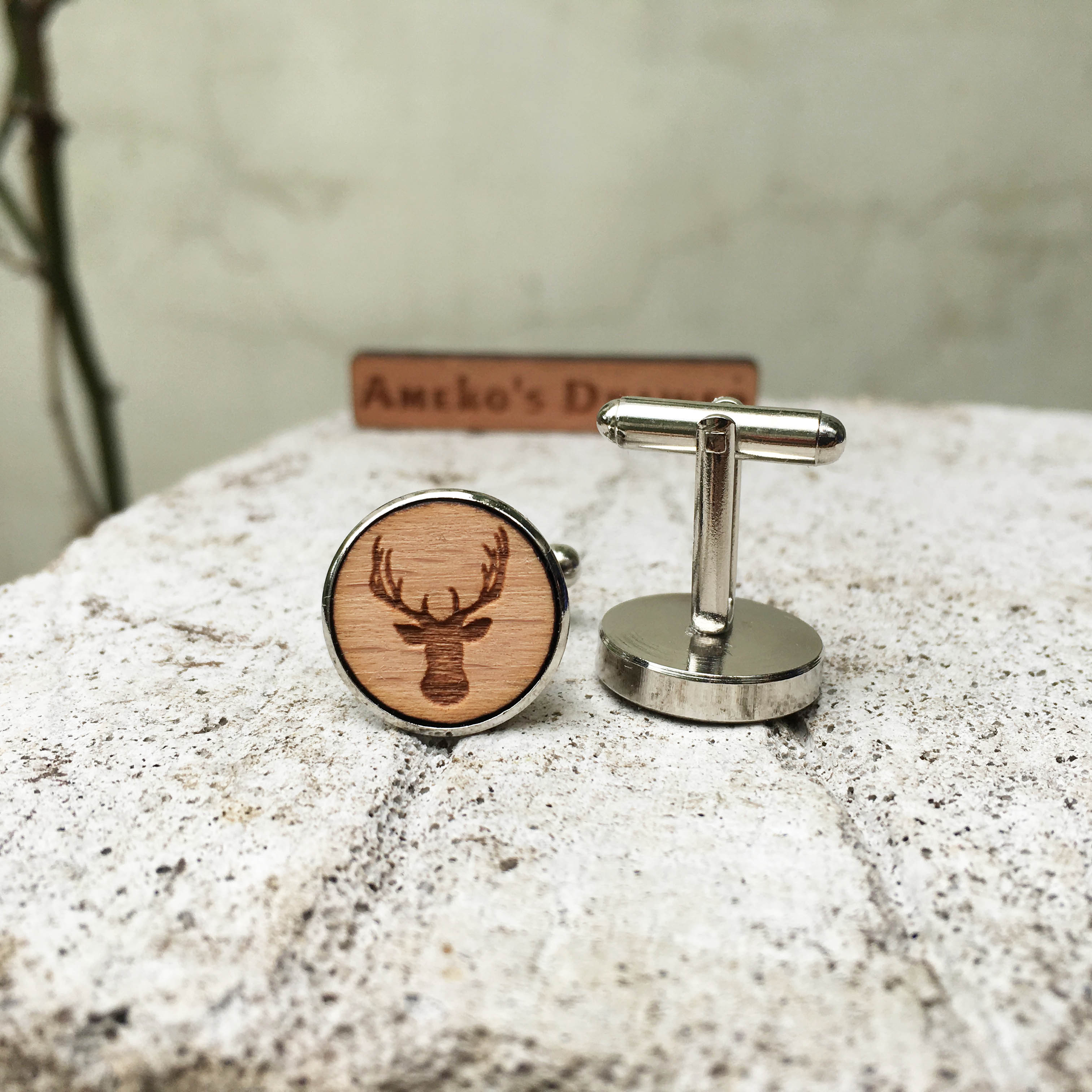 Herten Houten Manchetknopen Animal Huwelijkscadeau Bruidsjonkers Herten Hoofd Hout Manchetknopen Herten Hoorn Sieraden X 1 Paar