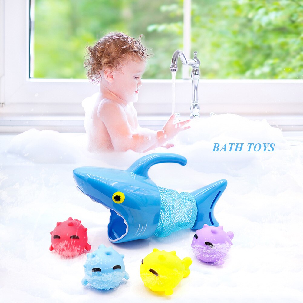 Baby Bathroom Bath Water Playing Toys Bathing Cartoon Shark Toy Educational Shark Chase Big Fish Eat Small Fish Children Toy