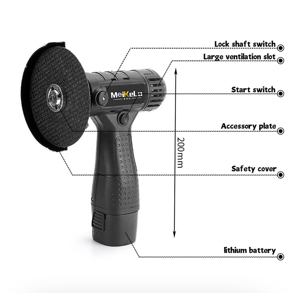 Mini Cordless Angle Grinder Grinding Tools Household Handheld Polishing Cut Off Tool Metal Wood Brushless Cordless Cutter