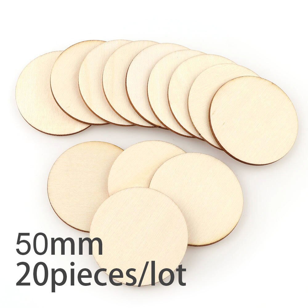 Discos de madera natural para manualidades, Base pulida para manualidades, bricolaje, decoración de pintura de de boda, 30-60mm, 10-50 piezas: 6-7cm