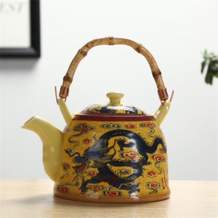 Théière en céramique chinoise traditionnelle peinte à la main, porcelaine bleue et blanche, théière haute température, bouilloire Kung Fu, ornements: 11