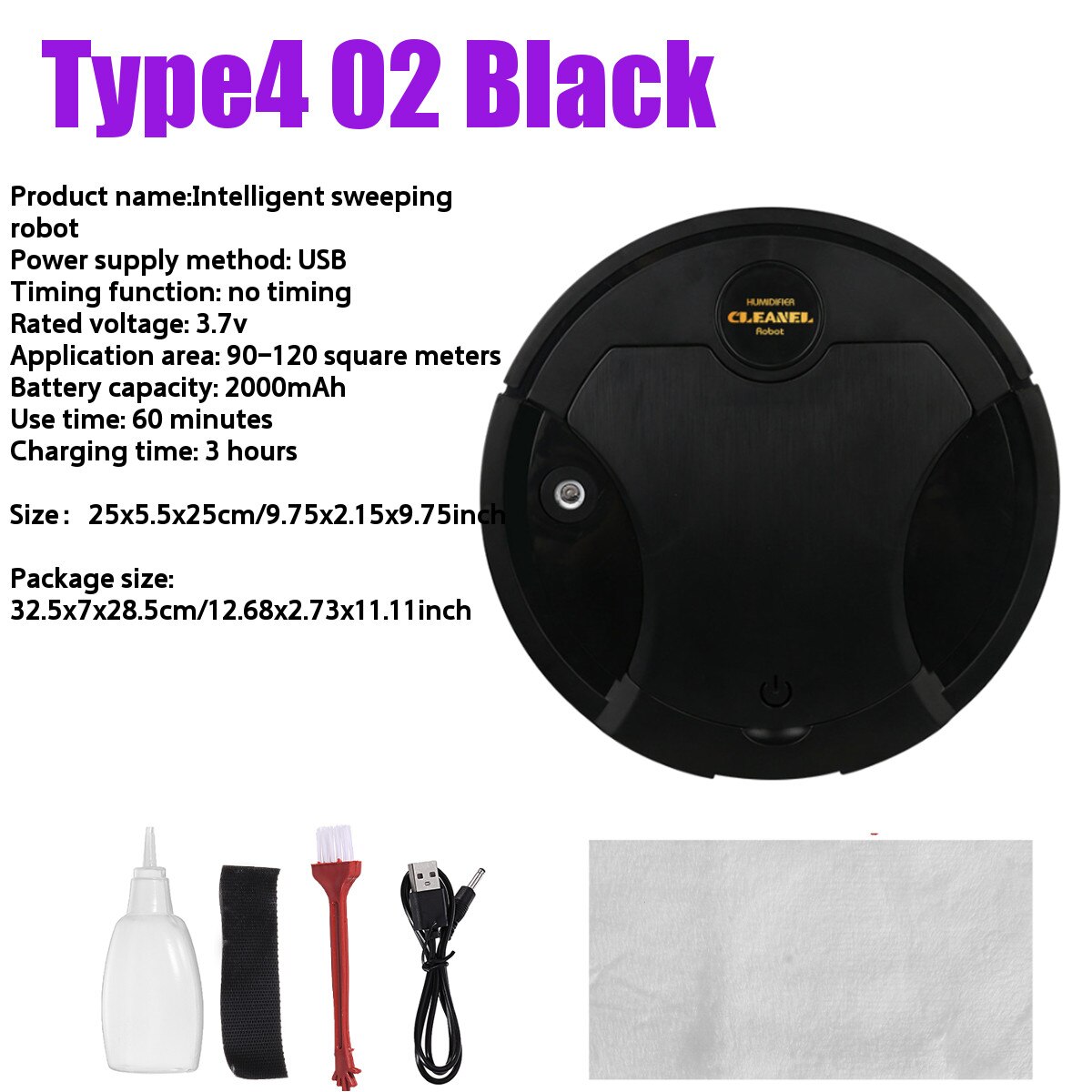 7 Stijlen Volautomatische Smart Robot Stofzuiger Usb Opladen Vegen Robot Droge En Natte Mop Uv Desinfectie Cleaner: Type4 02 Black