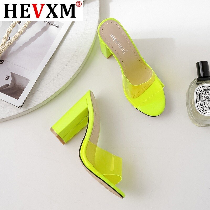 Schoenen slippers hakken jelly slides grote maten schoenen dames hoge transparante basic rome stof pu super hoof schoenen slippers hakken