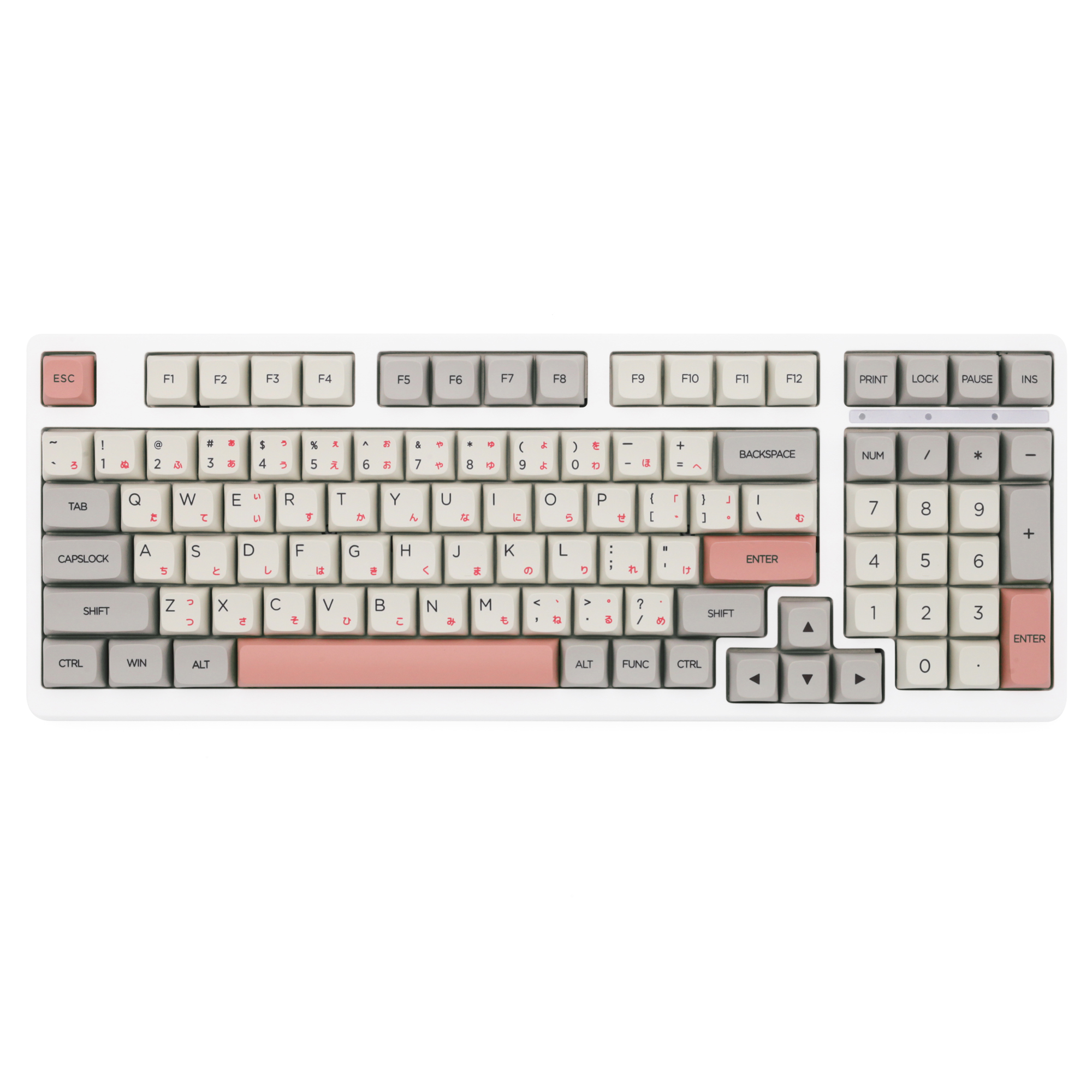 XDA-Conjunto de teclas para teclado, juego de teclas de color gris y Beige, grueso, PBT, para gh60 poker 87 tkl 9009 ansi xd64 bm60 xd68 bm65 bm68, japonés RU, V2 104