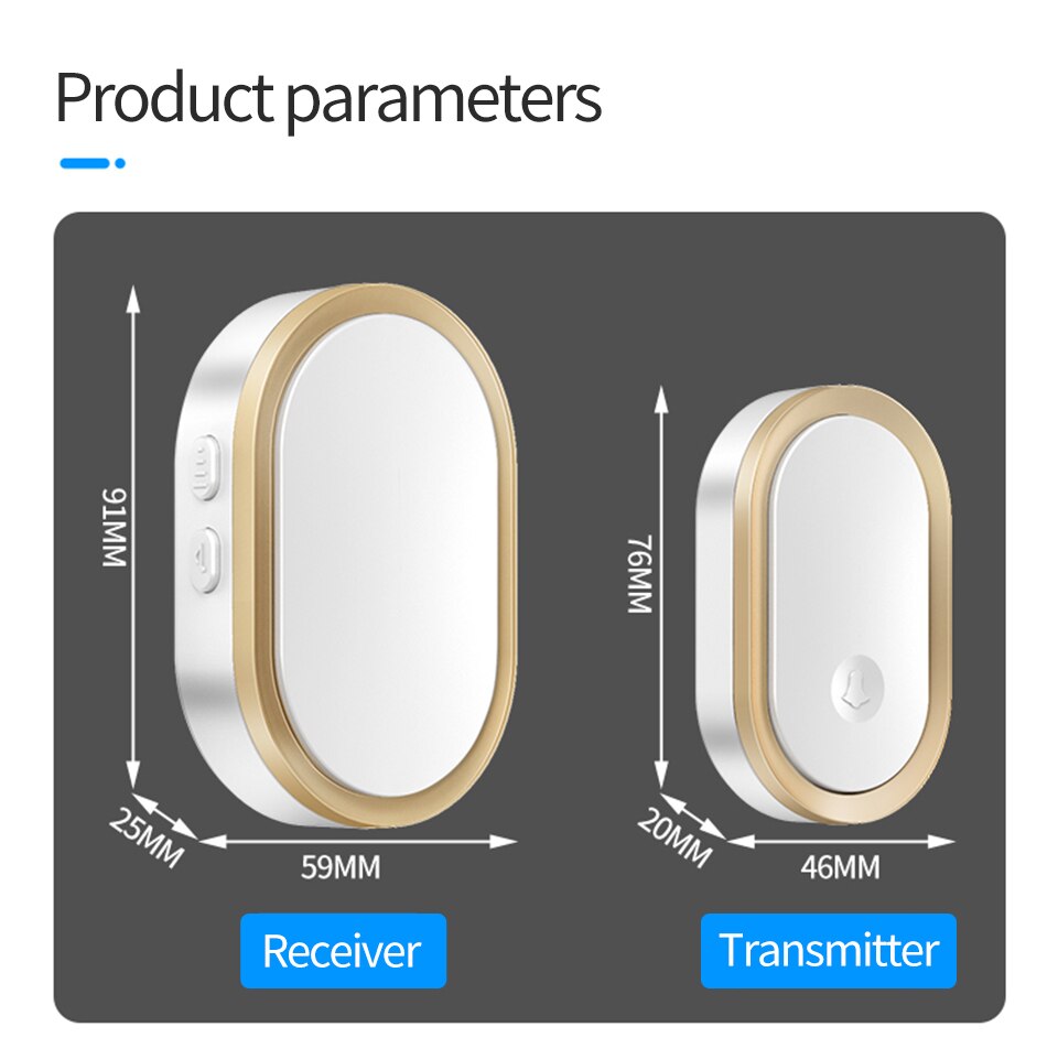 Cacazi Welkom Draadloze Deurbel Waterdicht 300M Remote 6 Knop 1 Ontvanger Smart Led Light Thuis Deur Ring Bel Elektronische