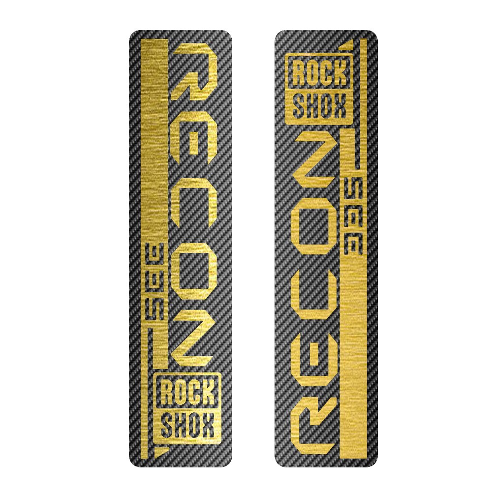 For Rock Shox Recon 335 Carbon Fibre Protective Bike Fork Sticker Decals Mountain Bike Cycling Adhesive Decorative Sticker: Gold