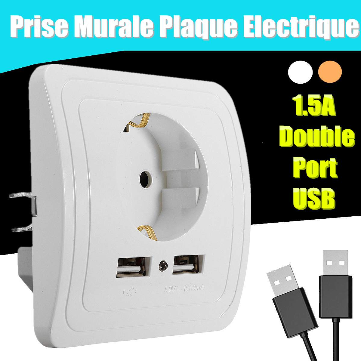 220V 50/60Hz Electric Wall Charger Adapter Socket Dual USB Port Power Outlet Panel EU Plug ABS Electrical