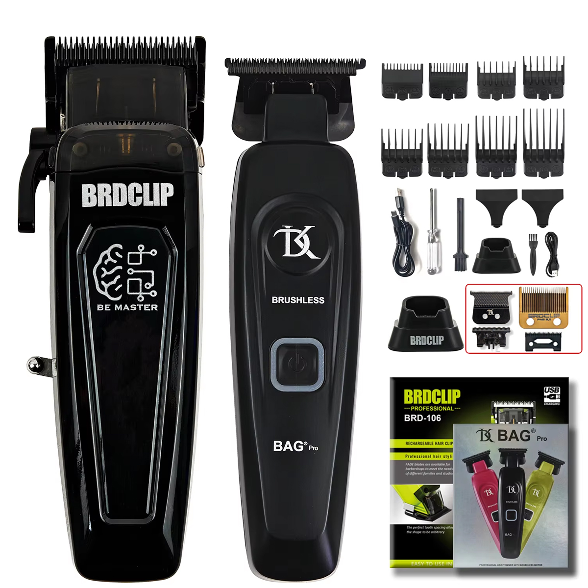 BRDCLIP-Kit de Máquina para cortar cabello de barbero , cargador Base, cortadora de pelo de 7500RPM, cortadora de pelo de salón con cuchilla DLC para hombres