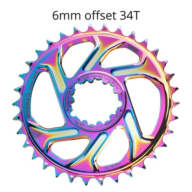 Schnecke 3mm 6mm versetzt Kettenblatt für Sram GXP SX NX GX XO X01 XX1 32/34/36/38T Fahrrad Einziges Krone Mtb überspielen Kurbelgarnitur: 6mm versetzt Farbe 34T