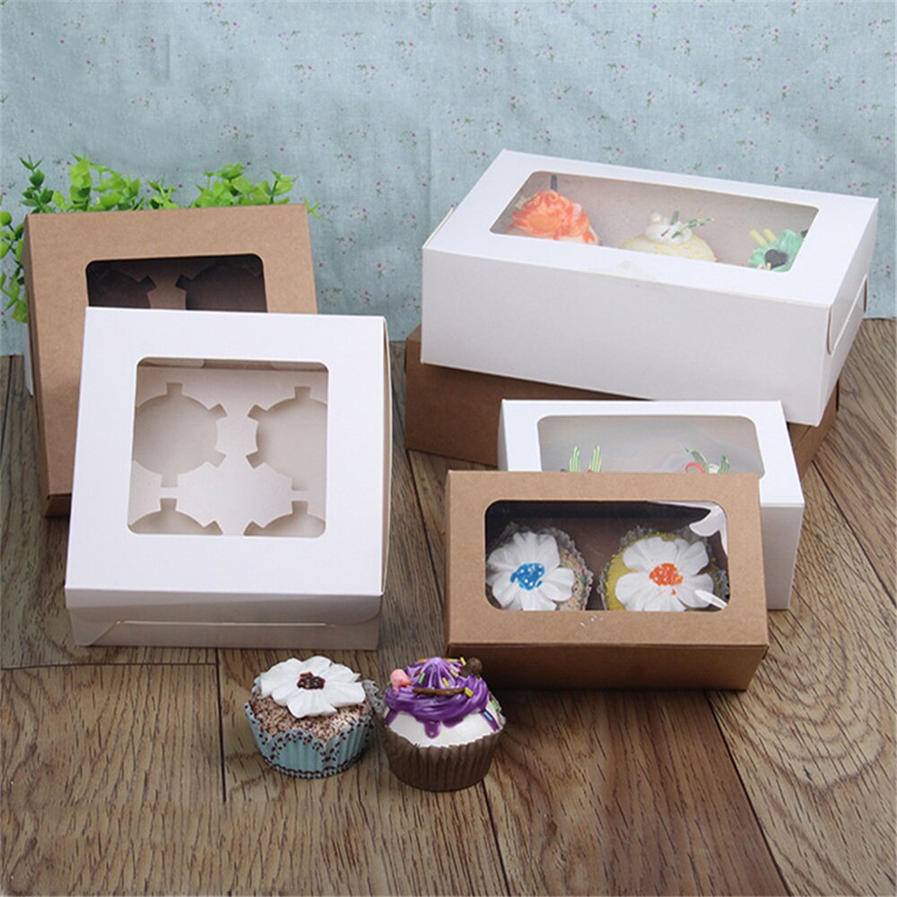 Windowed Cupcake Dozen Wit Clear Voor 2, 4 & 6 & 12 Cup Cakes Met Verwijderbare Trays