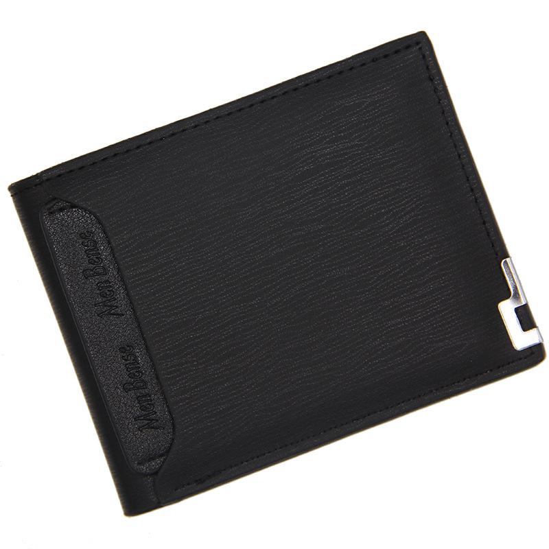 Portefeuille homme cuir PU slim petit hommes portefeuilles porte feuille homme porte monnaie billeteras para hombre en cuir porte carte courte: Black