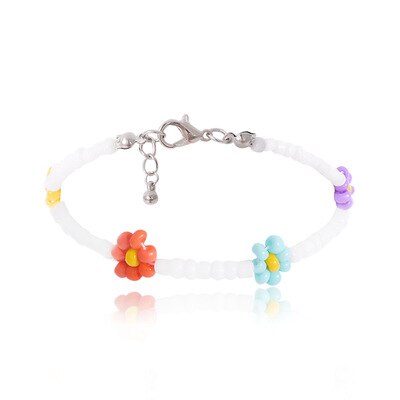 AOMU Bohemian Charm Summer Sweet Girl Colorful Flower Small Daisy Beaded Bracelet for Women Female Party Jewerly