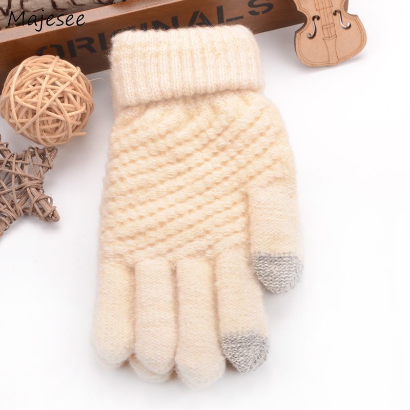 Gloves Men Winter Thicker Printed Simple All-match Soft Trendy Warm Knitting Gloves Mens Touchscreen Outdoor Mitten