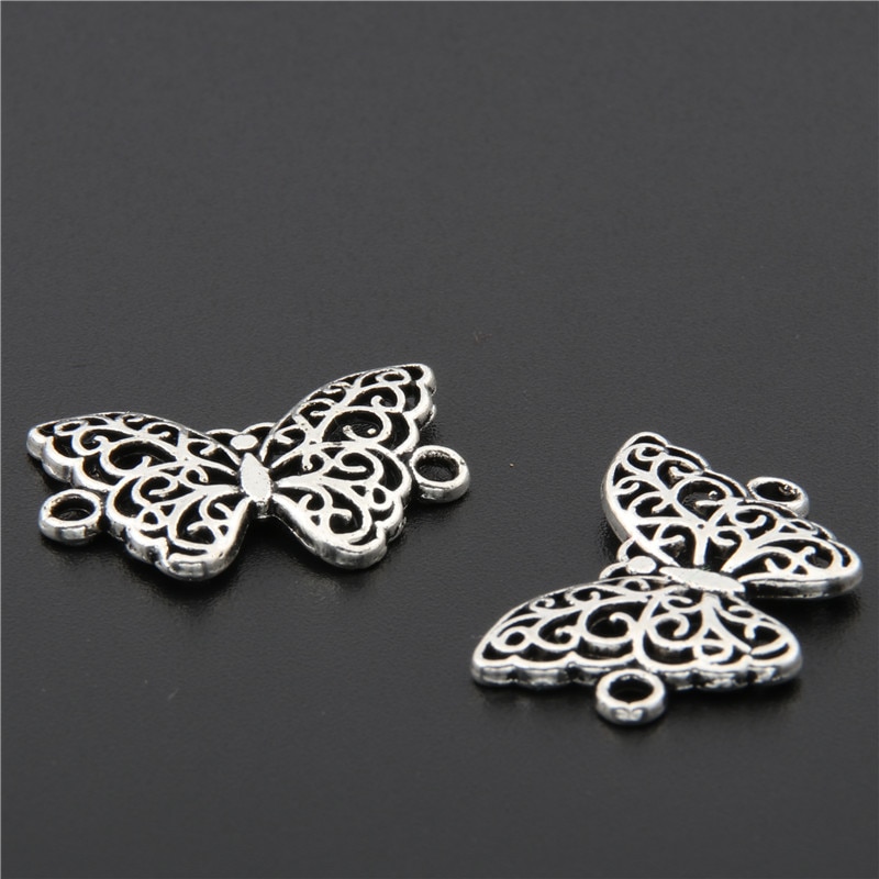 50 stücke Tibetischen Silber Farbe Schmetterling Stecker Charms Anhänger Armband Halskette Schmuck Machen Zubehör DIY A2706