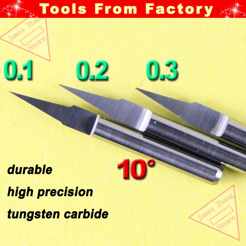 10 stk 3.175mm skaft 10 grader 0.3mm hårdmetal v bit cnc overfræser værktøj skæring udskæring gravering pcb fræsere træbearbejdning  j3.1003