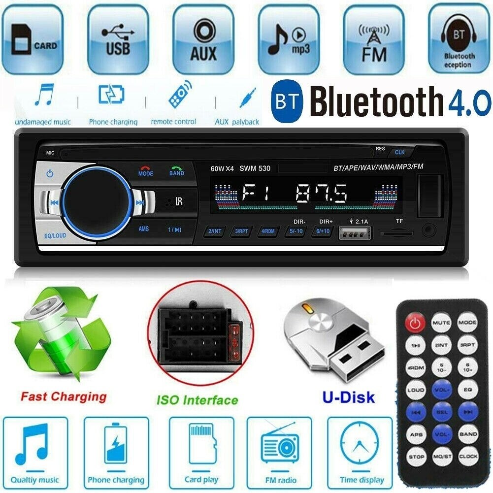 Car Radio Stereo Audio MP3 Player 12V In-dash Single 1 Din FM Receiver Aux Receiver USB Remote Control Autoradio: 530