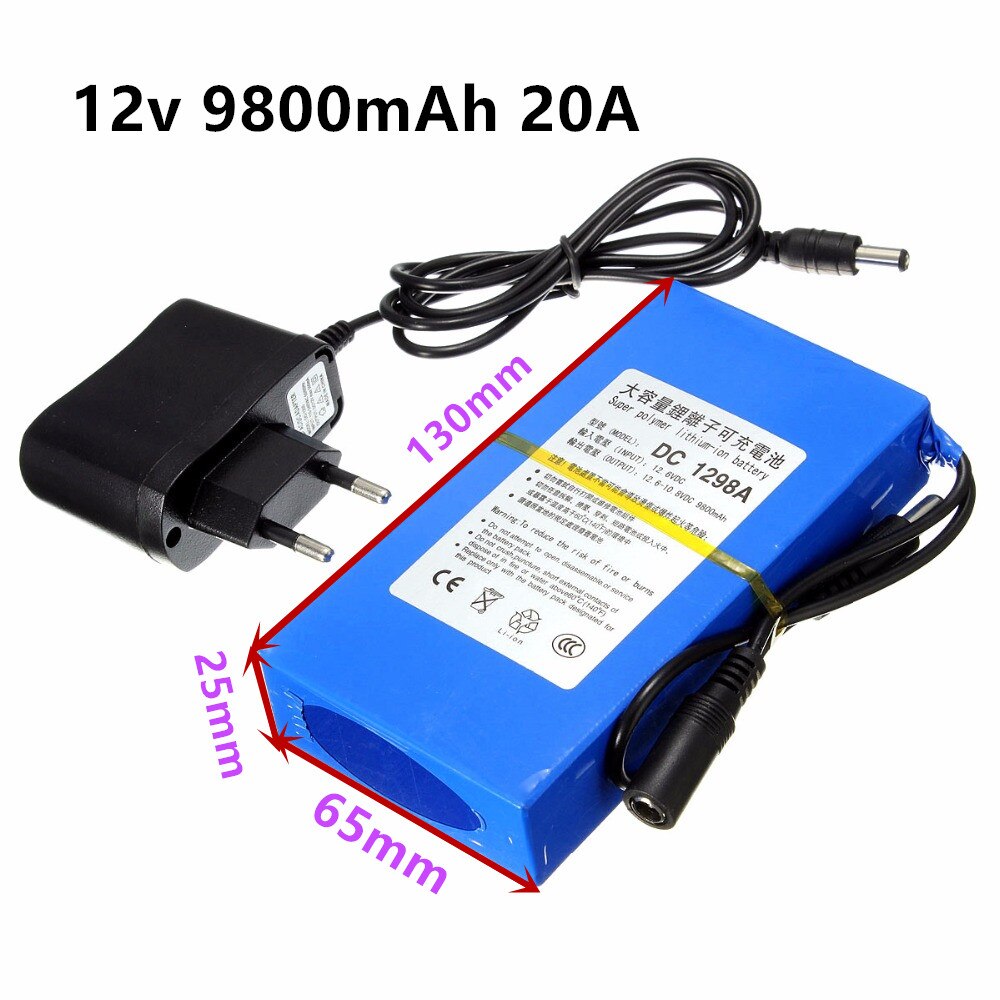 Lithium-ion Battery Pack - 12V DC - 3000mAh to 20000mAh - Rechargeable Power Charger