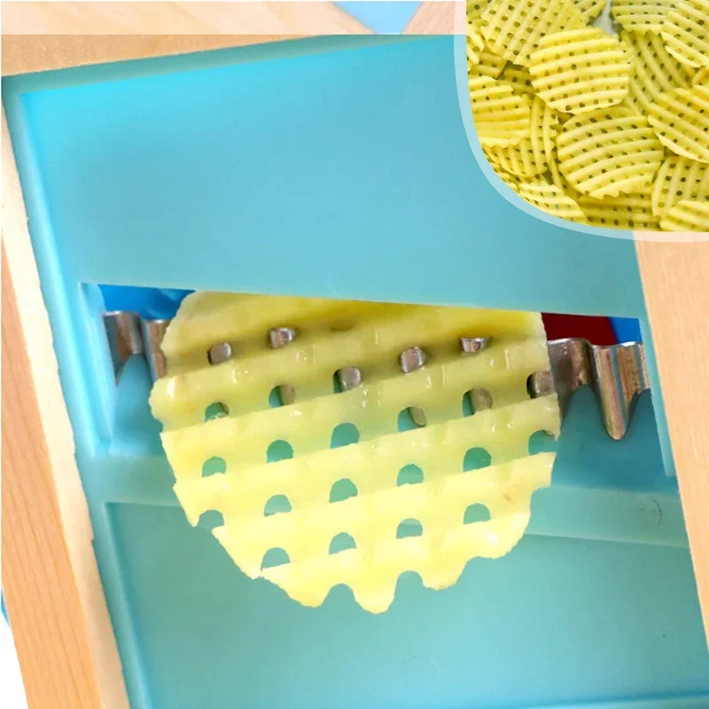 Pommes-Gitter, Edelstahl, Kartoffel-Gitter, Stahl, Kartoffel, Küche, Holz, Zuhause, Chip, Zerkleinern, Kartoffel, Gemüse, französisches Gerät, Cutter, Reibe, Schneidemaschine