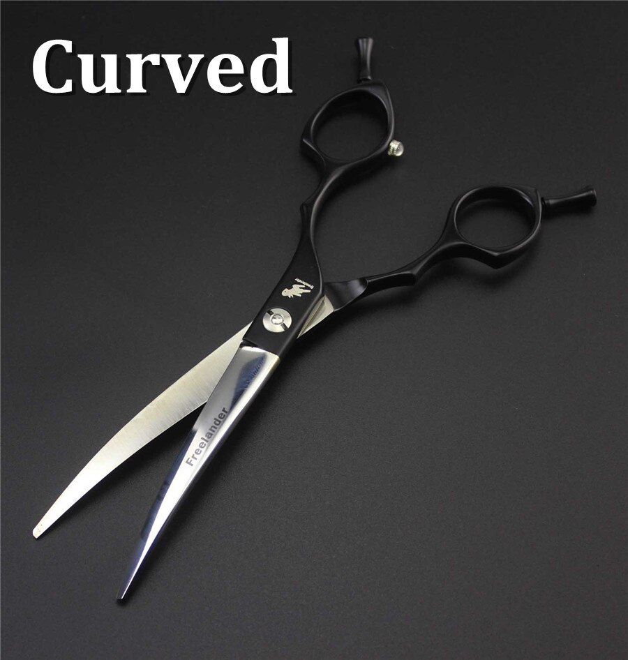 6.5inch Curved Scissor Thinning Shears Dog Scissors Pet Grooming Shear Hairdressing Tool Pet Groomer Accessory: black curved