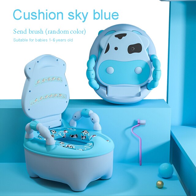 Siège de formation pour garçons et filles, Pot pour enfants, chaise de Pot ergonomique, toilettes confortables, brosse de nettoyage gratuite: Soft Cushion Blue