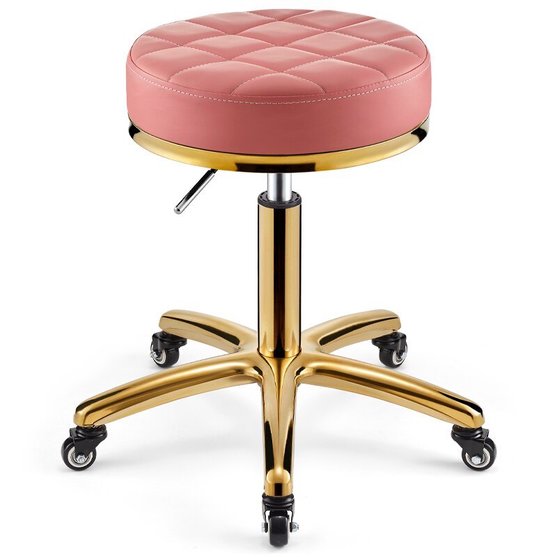 Roterende Lifting Schoonheid Kruk Kapper Stoel Ronde Gouden Kruk Rvs Stoel Kapper Kruk Kapsalon: as picture 7 cloth