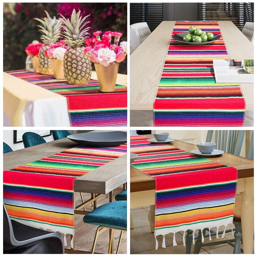 Regenbogen Tabelle Läufer Streifen Tabelle Läufer mit Quaste Mexikaner Tischdecke Pro Hochzeit Party Baumwolle Tischdecke Flagge 35x213cm