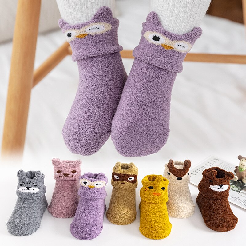 Autumn Winter Thick Soft Baby Girls Socks Coral Fleece Newborn Baby Socks Infant Baby Boy Socks Warm Slip-resistant Floor Socks