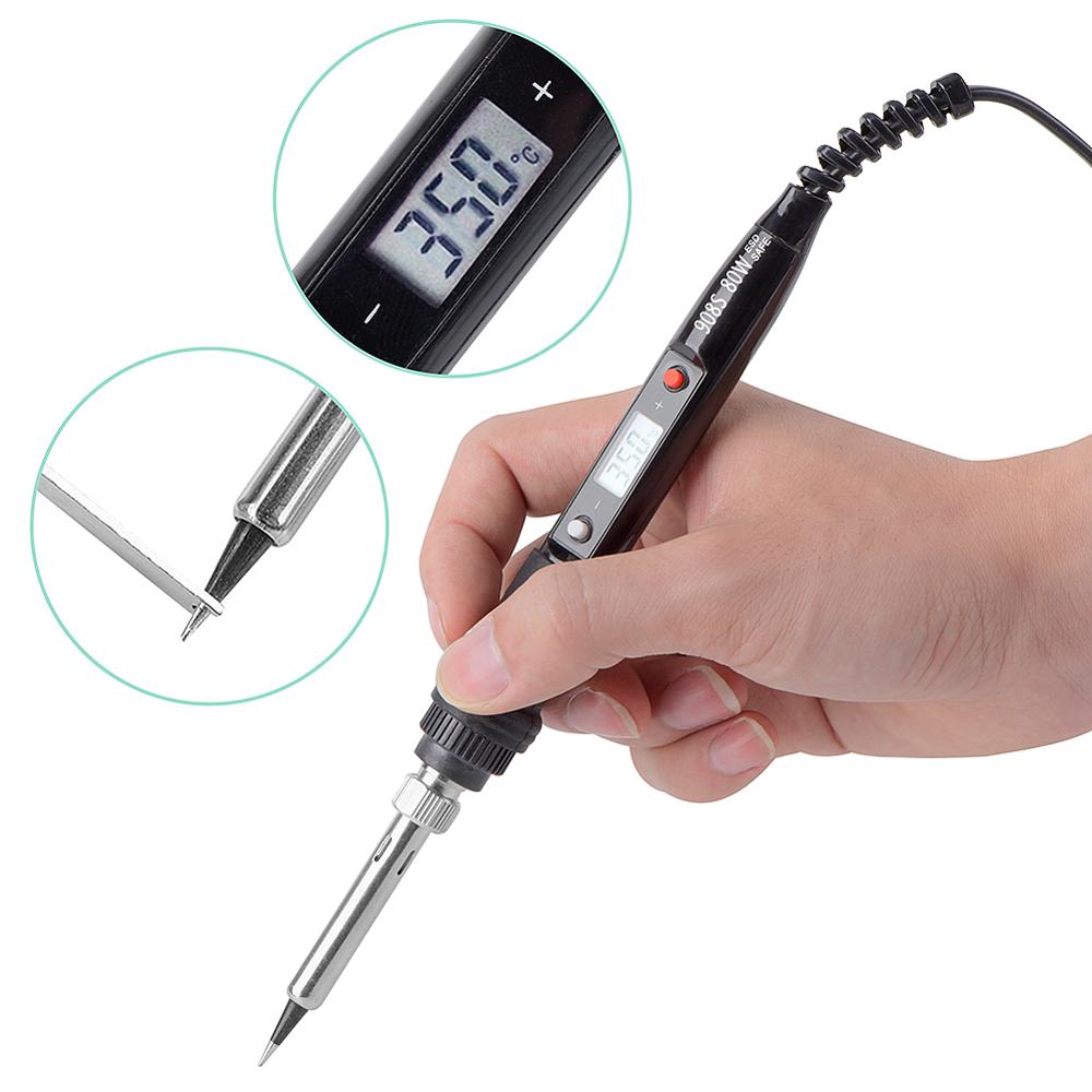 WMORE Electric Soldering iron LCD 80W 110V 220V Temperature adjustable Welding solder repair tool soldering iron tip top