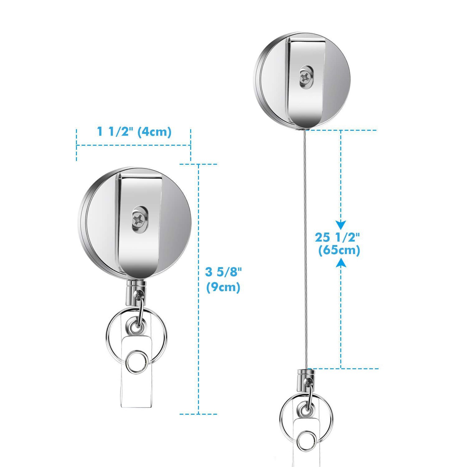 Idclip 1 kpl bling sisäänvedettävä rintanappikela avain henkilökorttipidike id vyöpidike sisäänvedettävä rintanappipidike