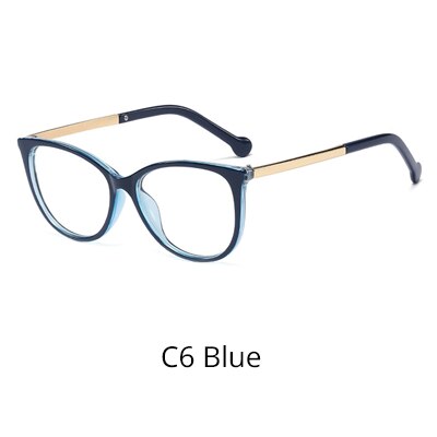 Ralferty Jahrgang Klar Brille Rahmen Frauen Transparente Gläser Brillen Optik Myopie Rezept Brillen lunette de vue F95169: C6 Blau