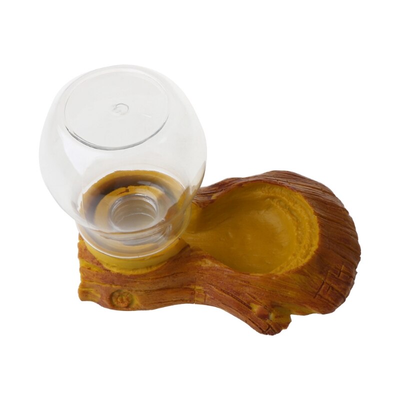 Pet Reptile Automatic Waterer Feeder Basin Simulation Bark Turtle Lizard Bowl