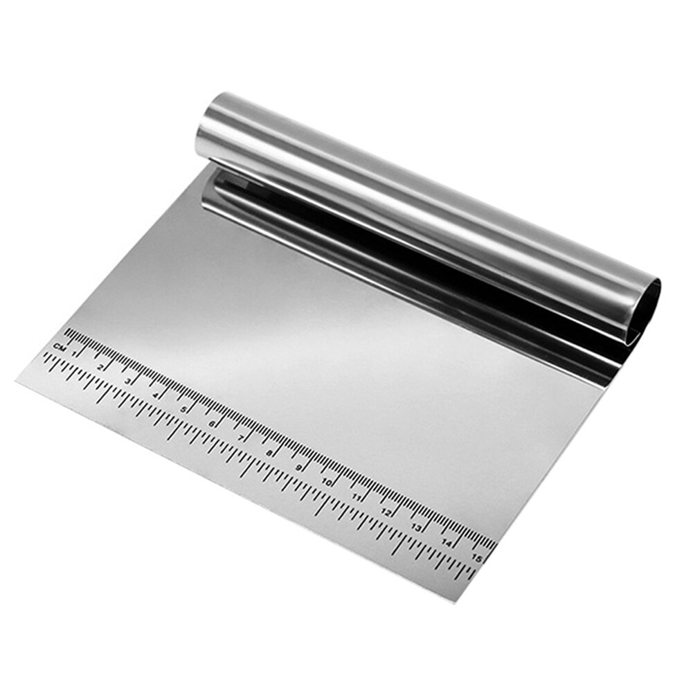 Stainless Steel Bowl Scraper Chopper Kitchen Food Scraper Icing Smoother Blade with Measuring Scale for Dough Cake Pizza L5: Default Title
