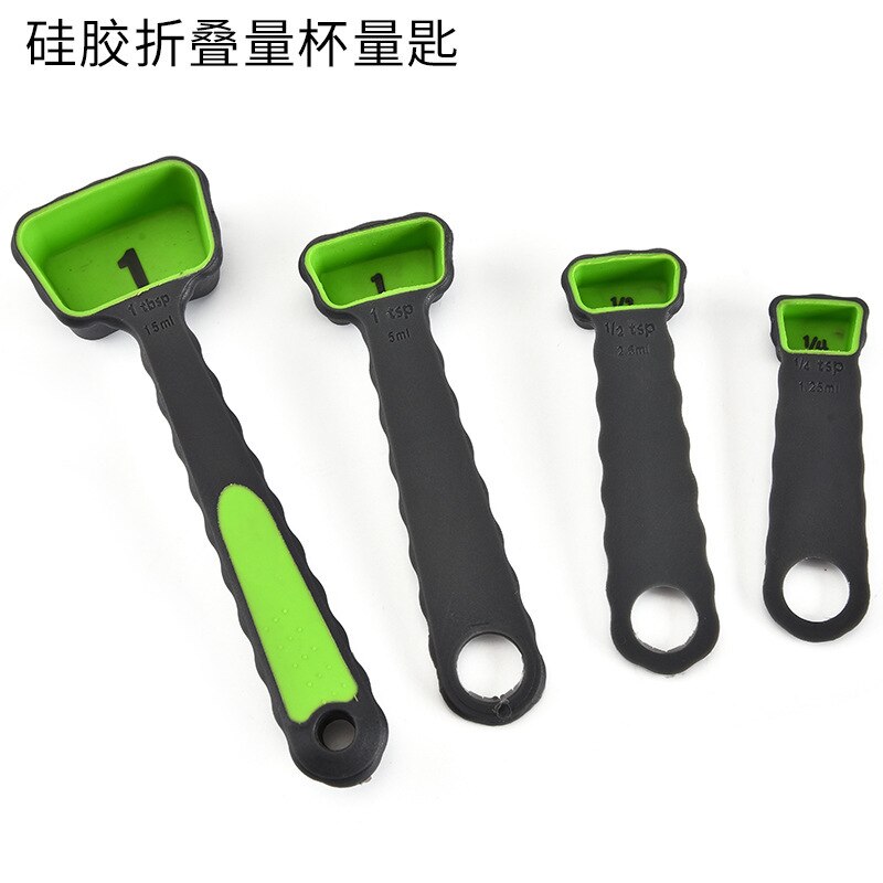 Colour Folding Measuring Spoon Set Silica Gel Measuring Cup Measuring Spoon Set 4 Baking Tools Measuring Spoon Set