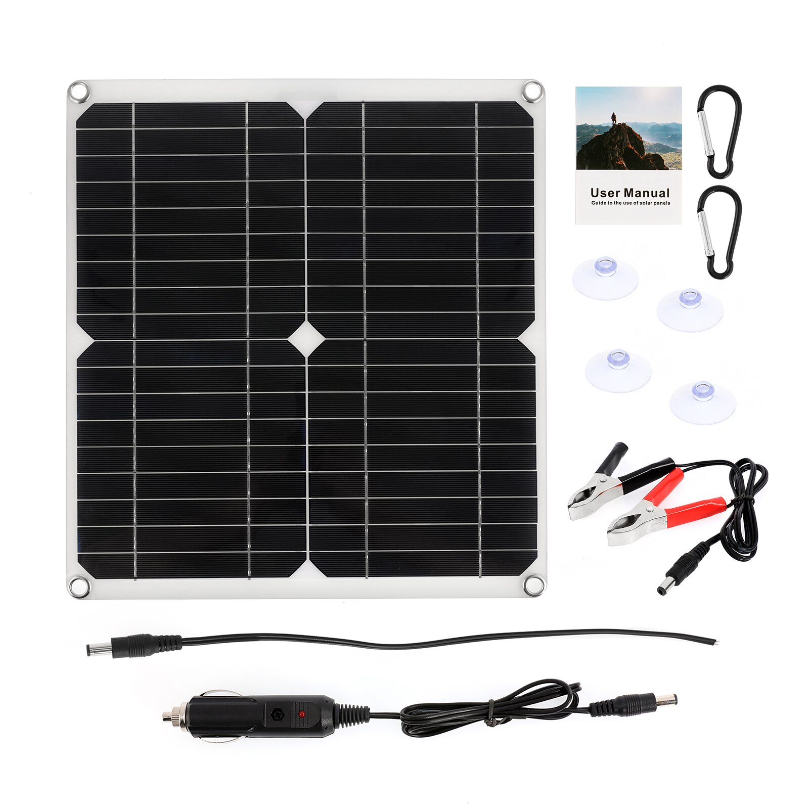 100W Solar Panel Solar Cells Poly Solar Panel Dual USB Output 10/20/30/40/50A/60A Controller for 12V/24V Battery Power Charger
